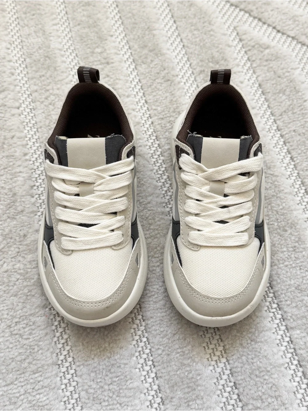 Zara Beige, Cream & Black Kids' Sneakers